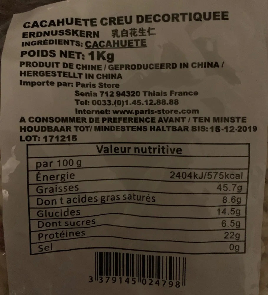 Cacahuetes crues