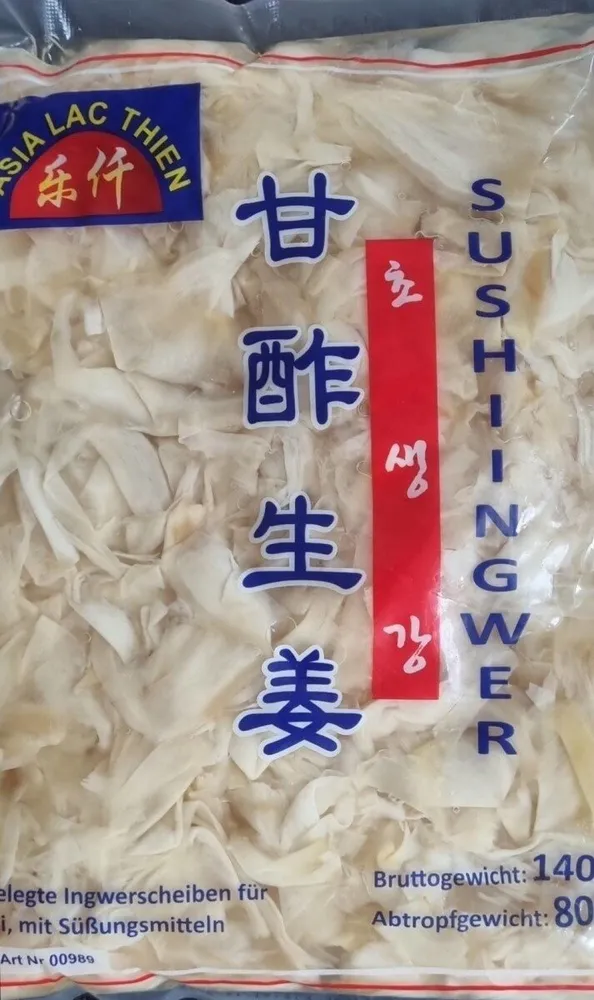 Eingelegte Ingwerscheiben für Sushi mit Süßungsmitteln