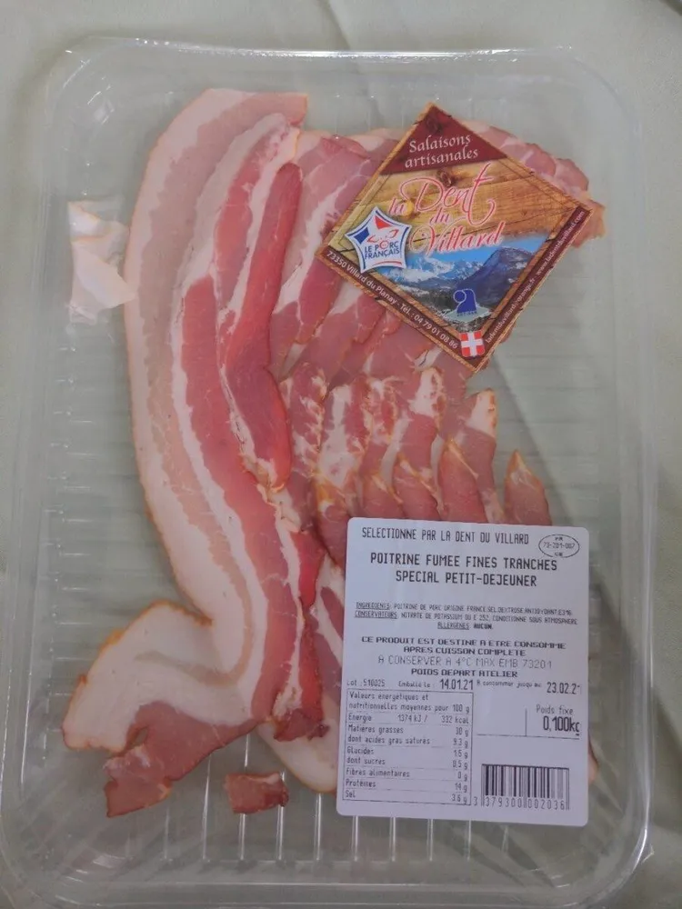 Poitrine fumée fines tranches spécial petit-déjeuner
