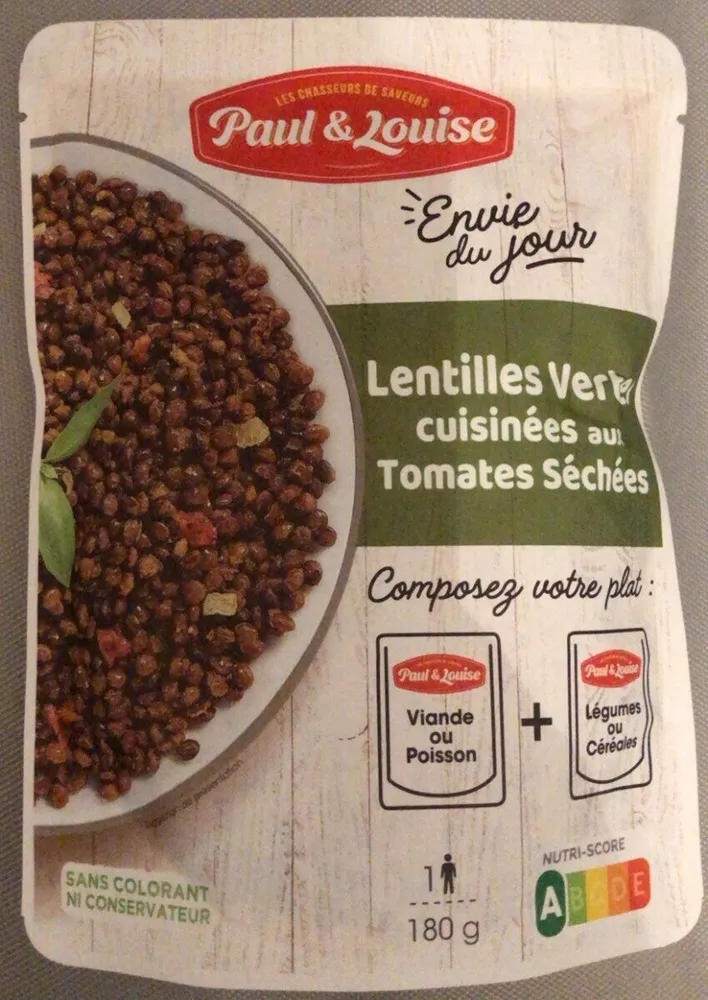 Lentilles vertes cuisinées aux tomates séchées