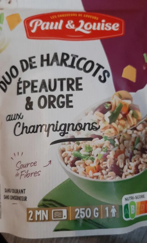 Duo de haricots épeautre et orge aux champignons