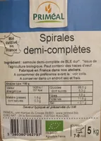 Pâtes spirales semi-complètes