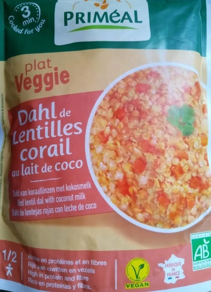 Dahl de lentilles corail au lait de coco