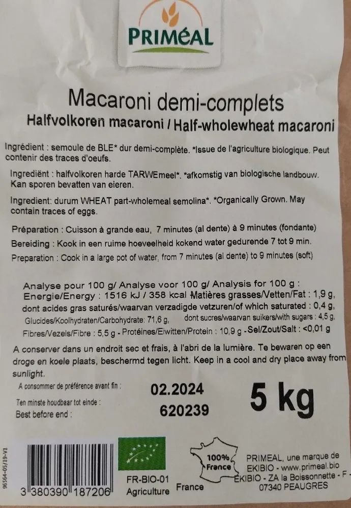 Macaroni demi-complets