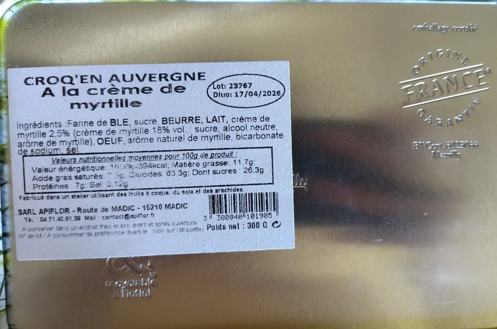 CROQ'EN Auvergne a la crème de myrtille