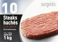 10 Steaks hachés pur boeuf 20% MG surgelés