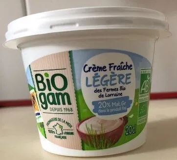 Crème fraiche légère des fermes bio de Lorraine
