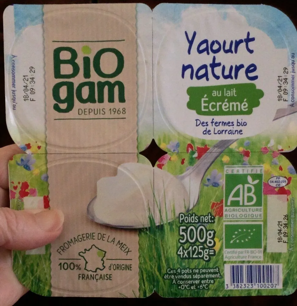 Yaourt nature zu lait ecreme bio