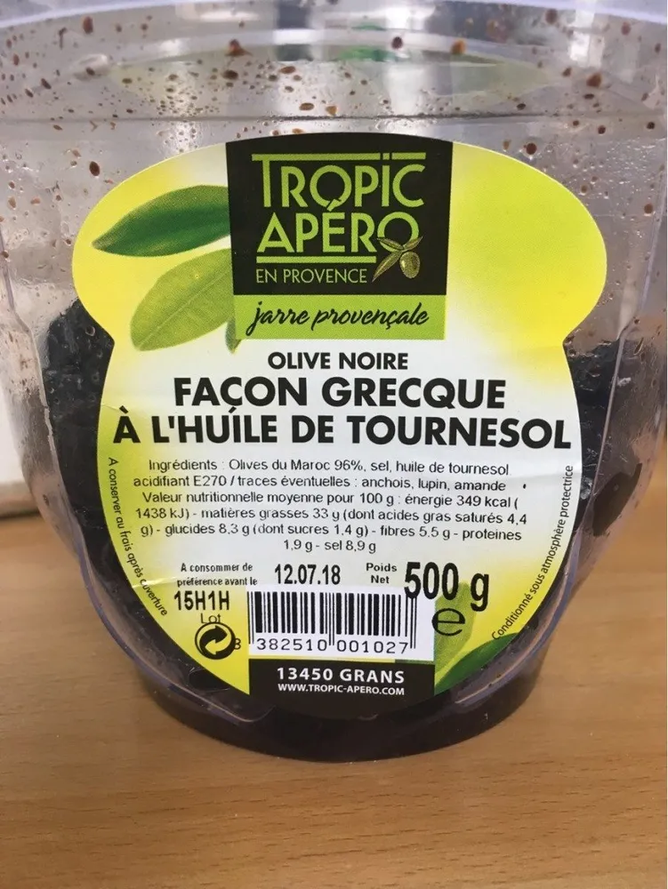 Olive noire façon Grecque à l'huile de tournesol