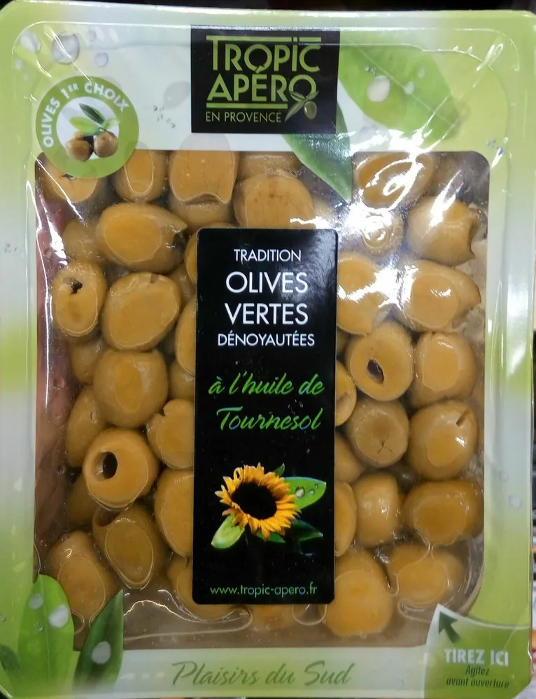 Olives vertes dénoyautées à l'huile de tournesol