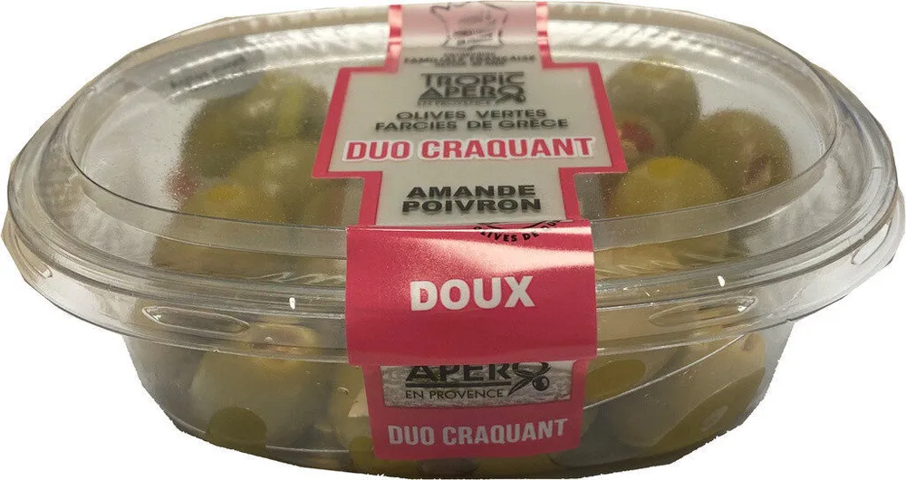 OLIVE VERTE FARCIE AUX AMANDES ET AUX POIVRONS
