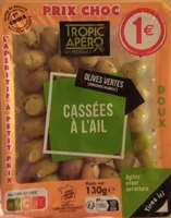 Olives vertes  (origine Maroc) cassées à l'ail