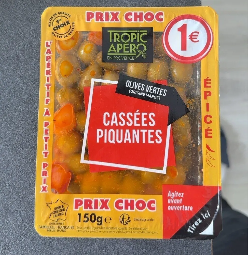 Olives vertes cassées piquantes