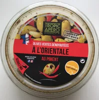 Olives vertes dénoyautées à l'orientale au piment