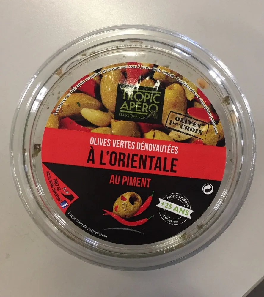 Olives vertes dénoyautées à l'orientale - au piment