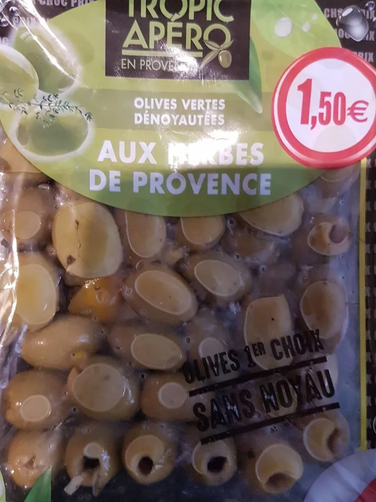 Olives vertes denoyautees aux herbes de Provence