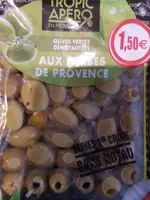 Olives vertes denoyautees aux herbes de Provence