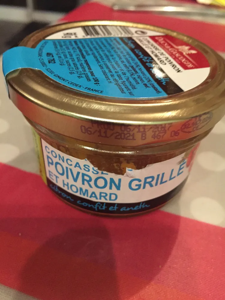 Concasseé de poivron grillé et homard