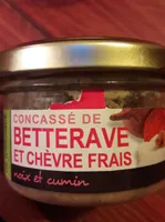 Concassé de betterave et chèvre frais, noix et cumin