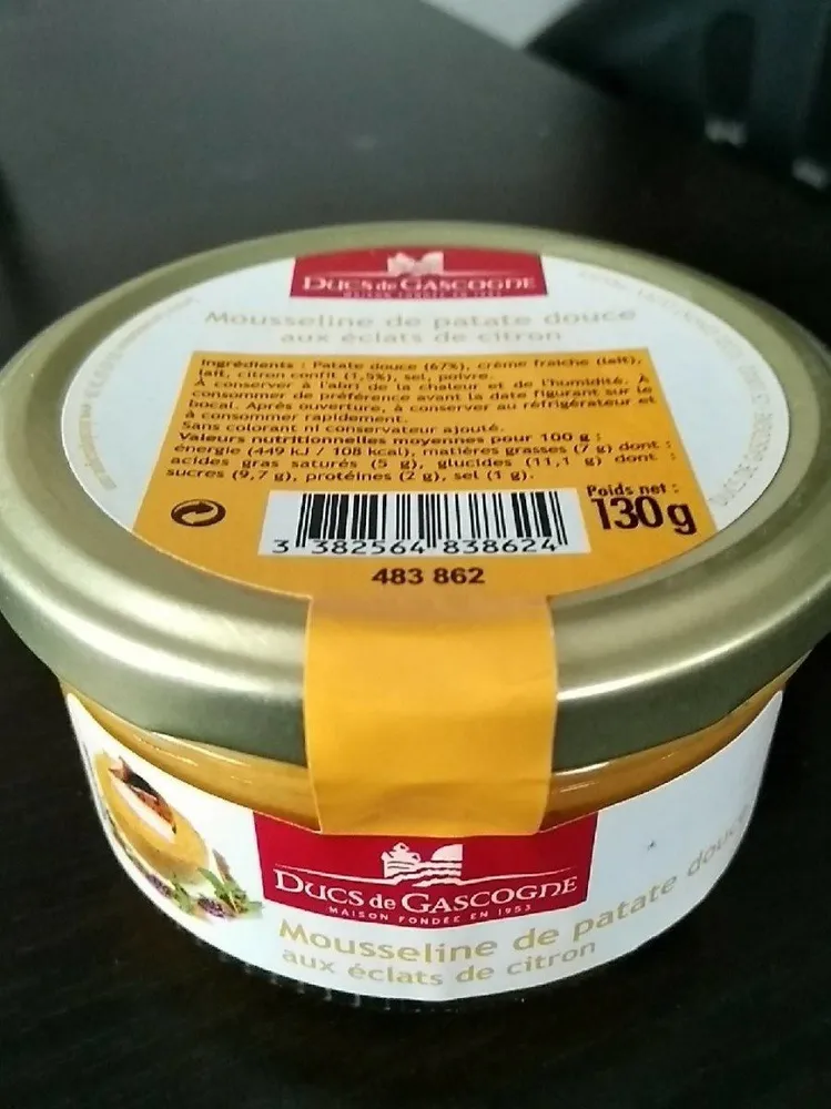 Mousseline de patate douce aux éclats de citron