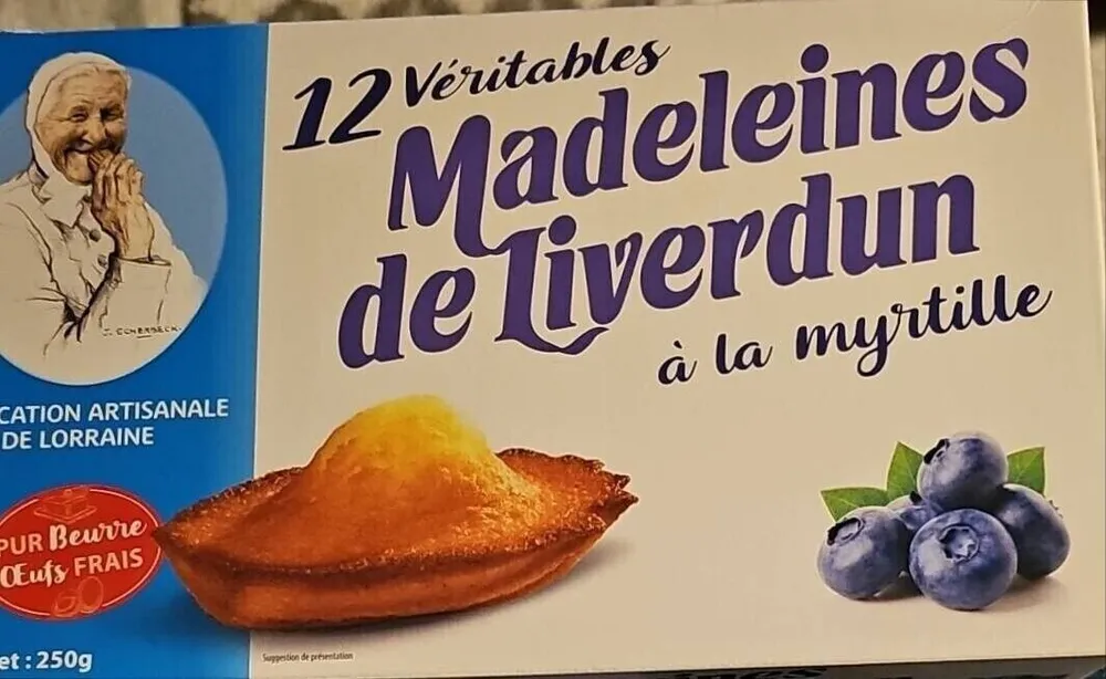 12 véritables Madeleines de Liverdun à la myrtille