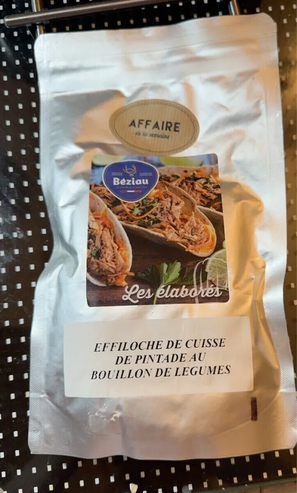 Effiloché de cuisse de pintade au bouillon de legumes