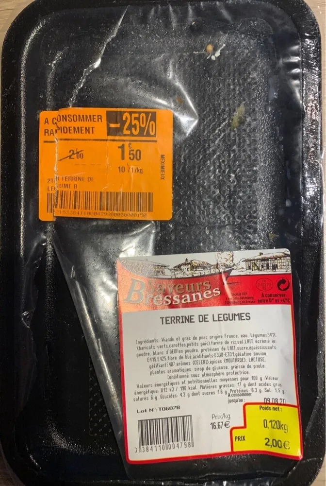 Saveurs Bressanes terrine de légumes 2 tranches