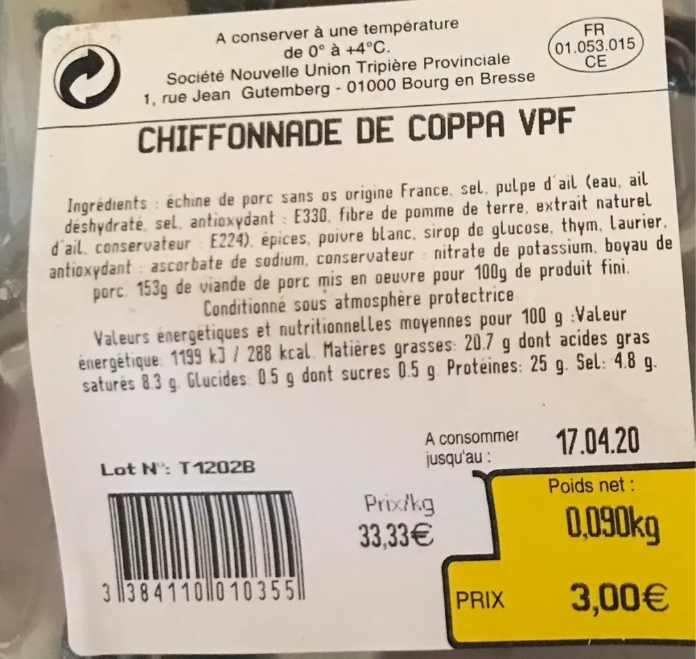 Chiffonnade de Copa VPF