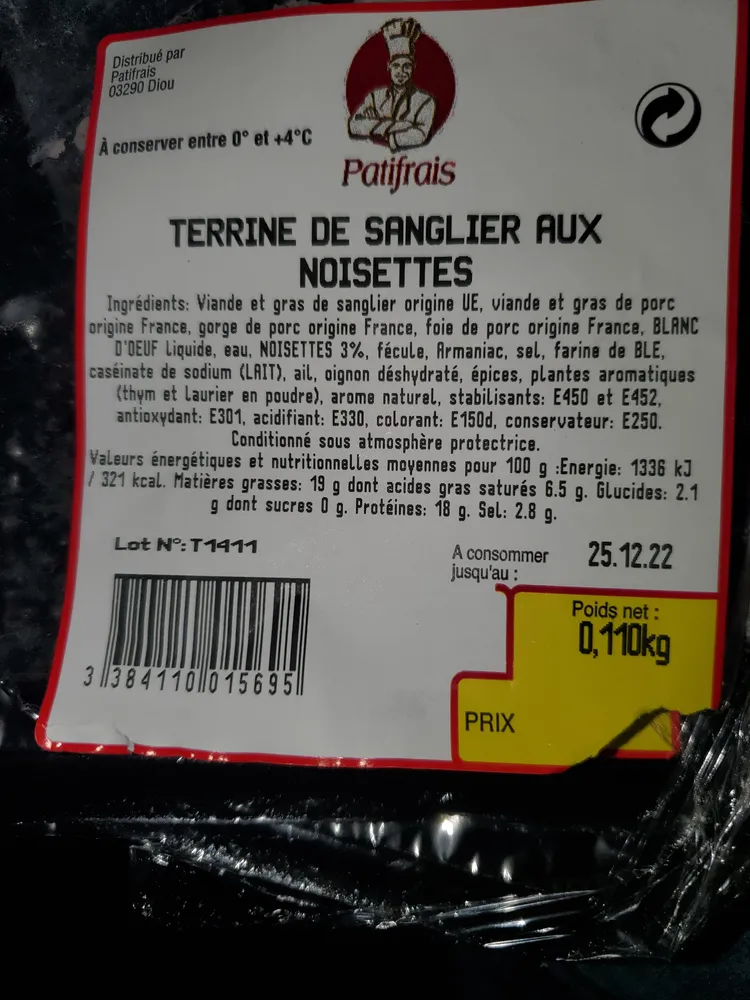 Terrine de sanglier aux noisettes