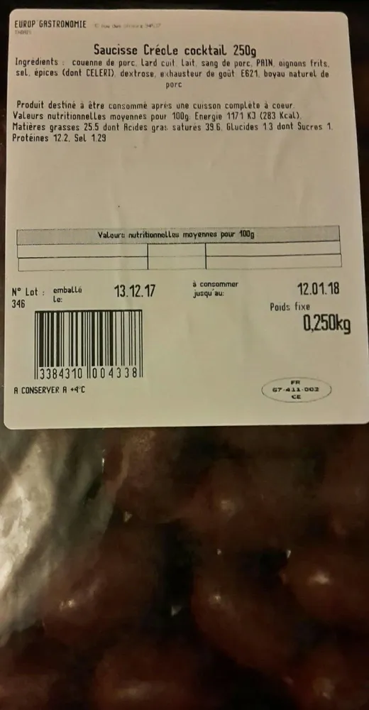Saucisse Créole cocktail