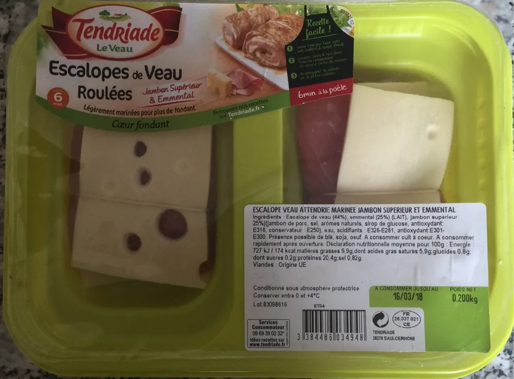 Escalope de veau roulées jambon supérieur et emmental