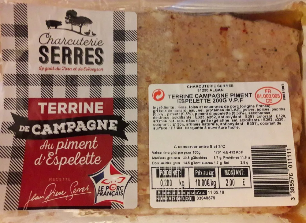 Terrine de campagne au piment d'Espelette