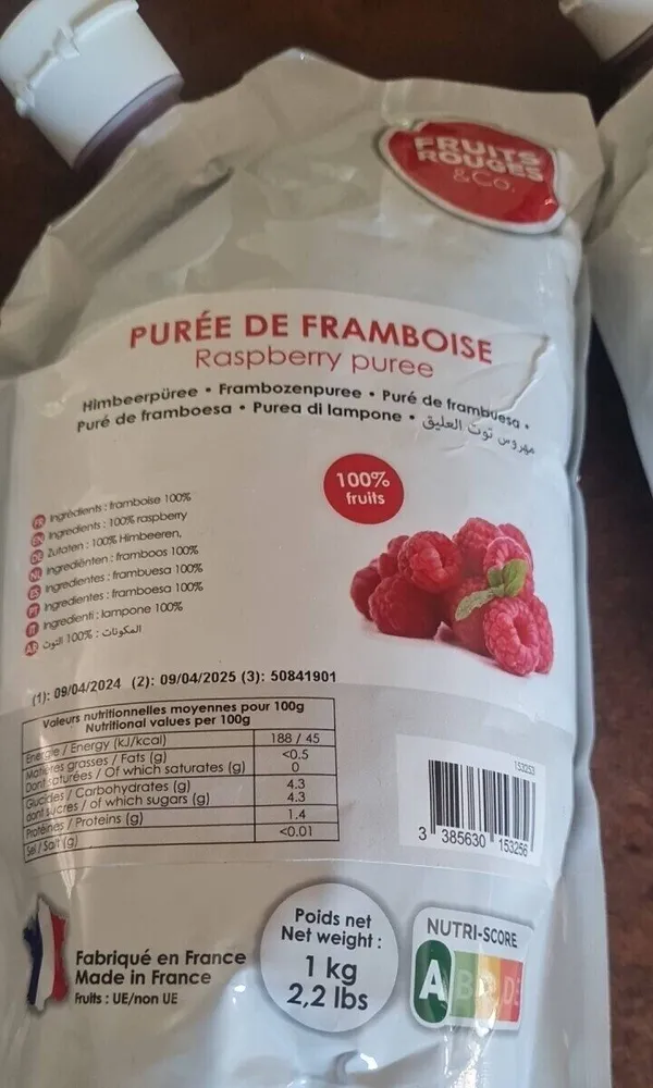 Purée de framboise non sucrée