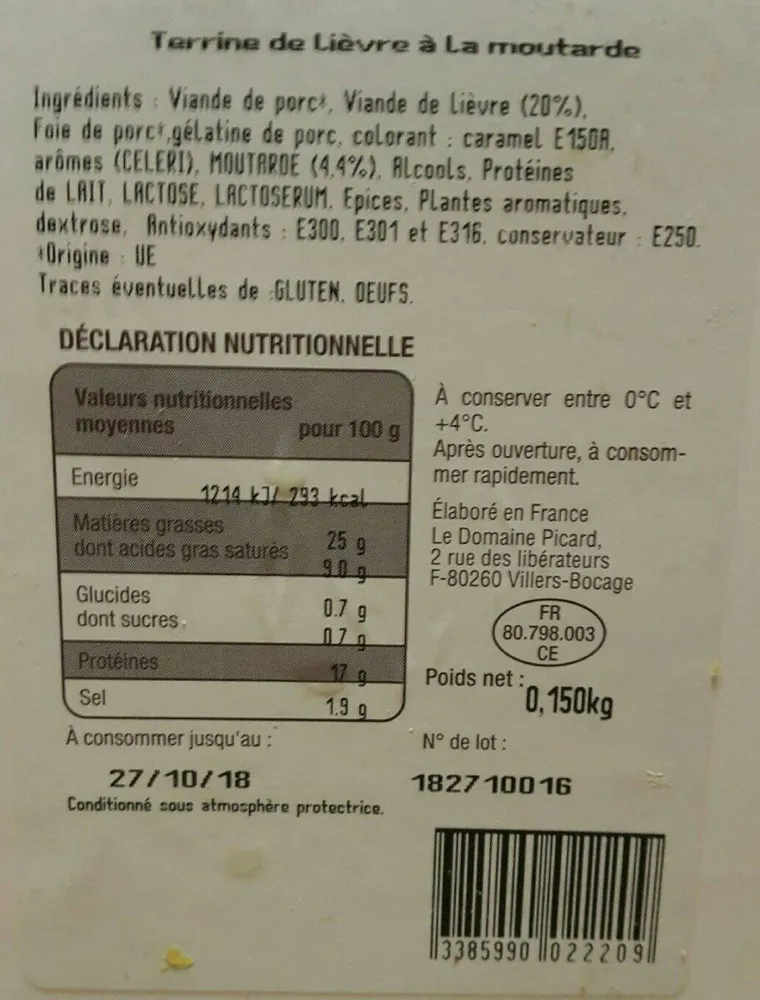 Terrine de lièvre à la moutarde