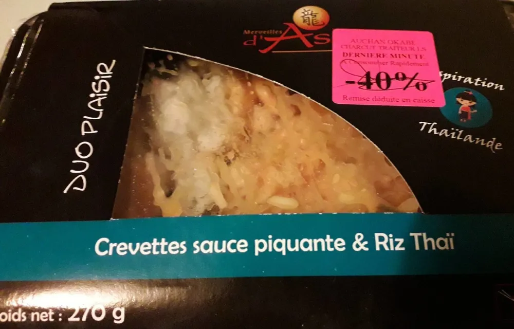 Crevettes sauce piquante et riz thai
