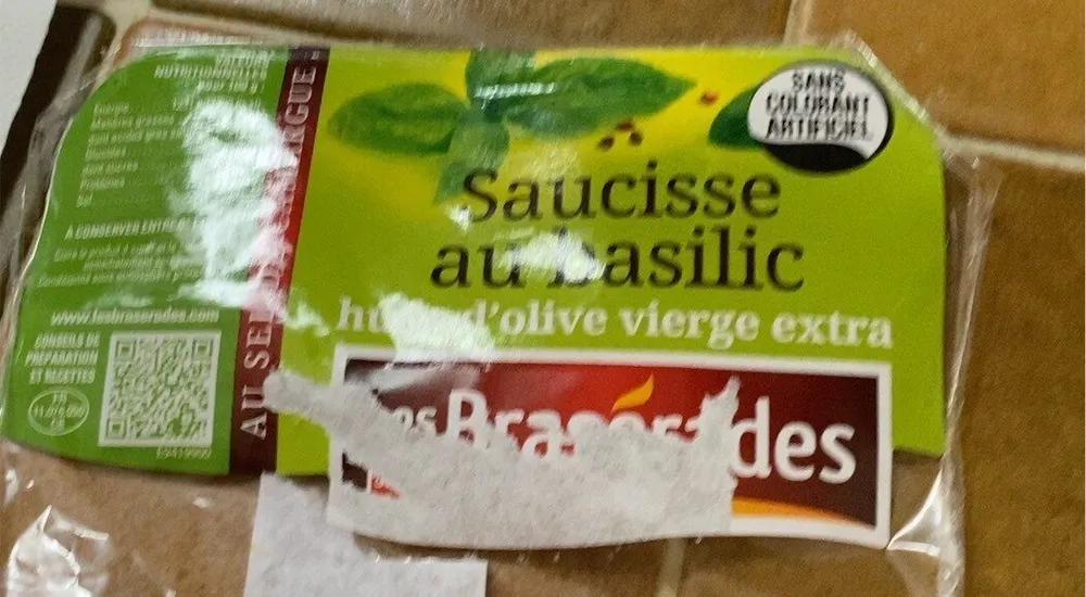 Saucisse au basilic huile d'olive vierge extra