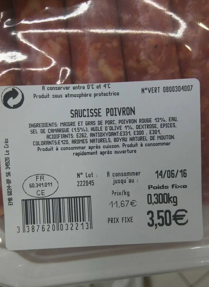 saucisses au poivrons doux