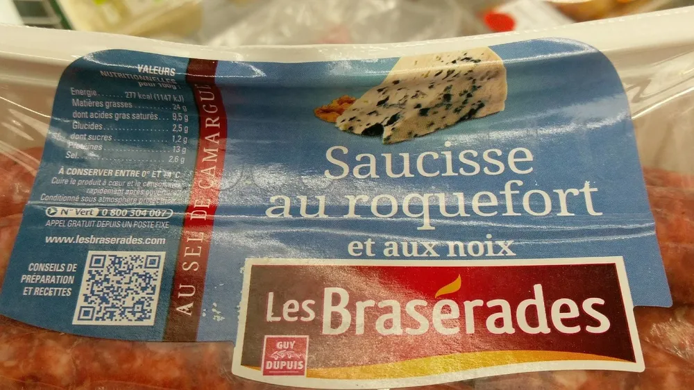 Saucisse roquefort noix