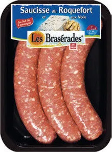 Saucisse roquefort/noix, LES BRASERADES, barquette