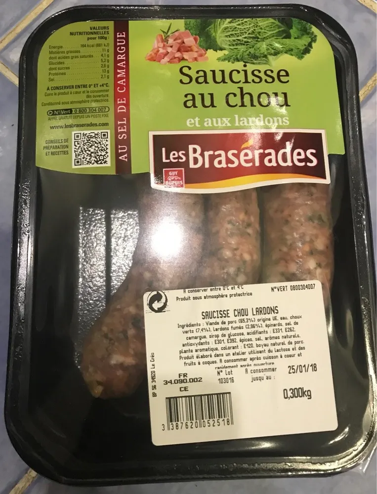 Saucisse au chou et aux lardons