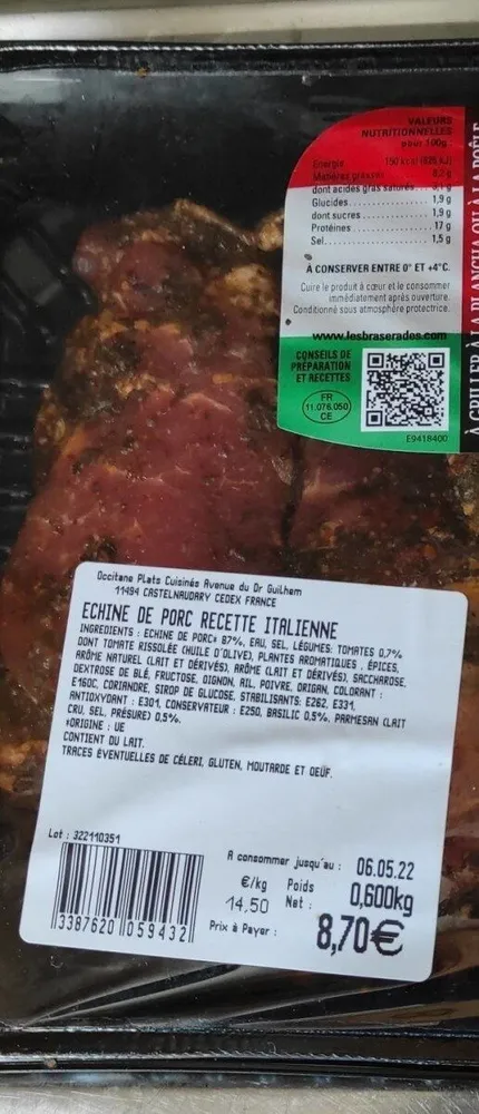 ECHINE DE PORC RECETTE ITALIENNE