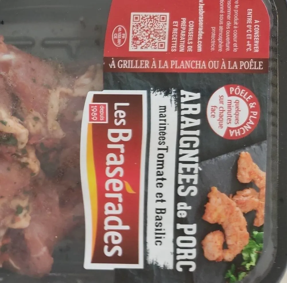 Araignée de porc marinée tomate et basilic