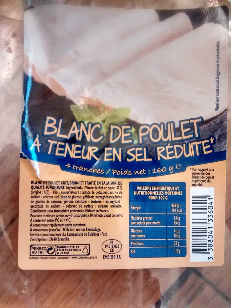 Blanc de poulet à teneur en sel réduite