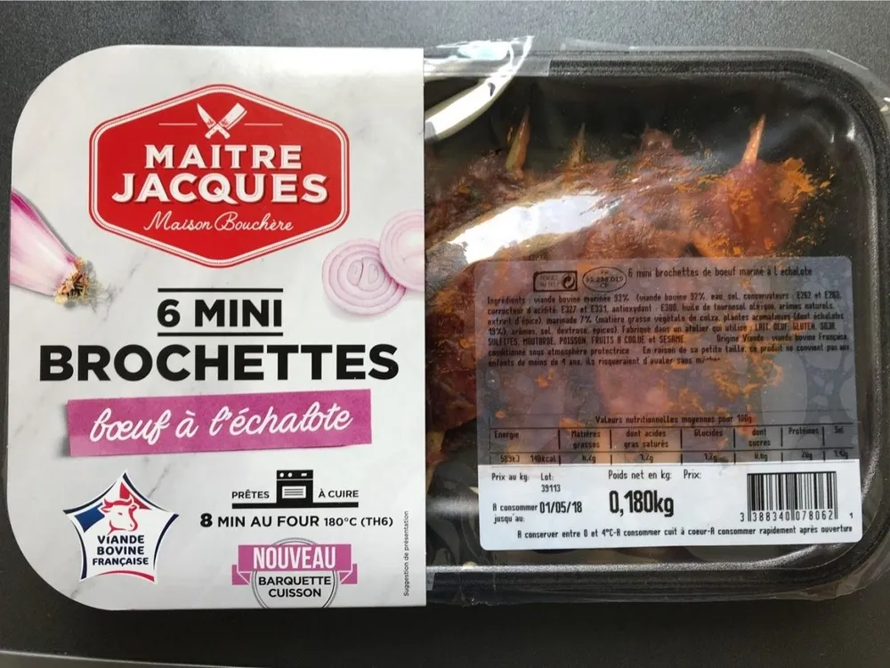 6 Mini Brochettes de Bœuf à l'Échalote