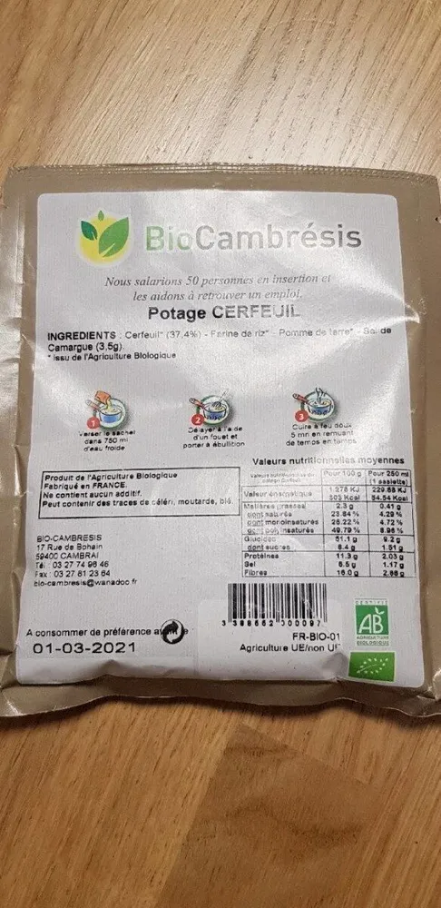 Potage Cerfeuil 3 Assiettes