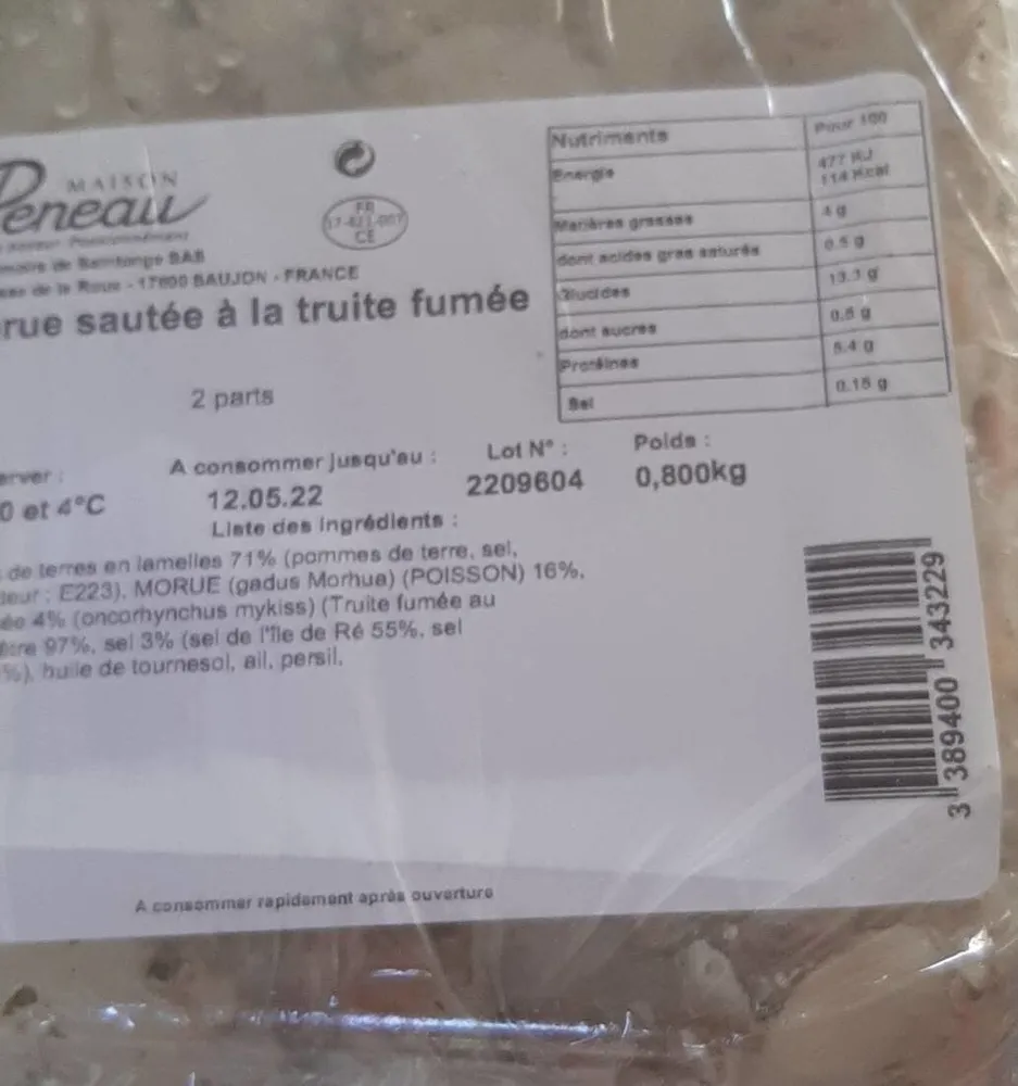 Maison peneau morue salée à la truite fumée