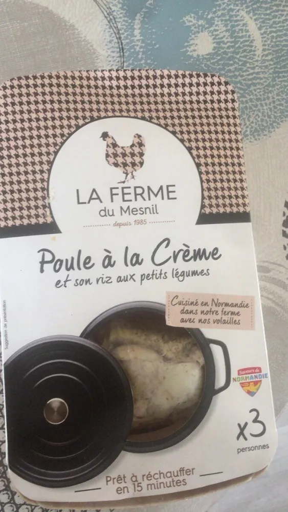 Poule a la creme et son riz aux petits legumes