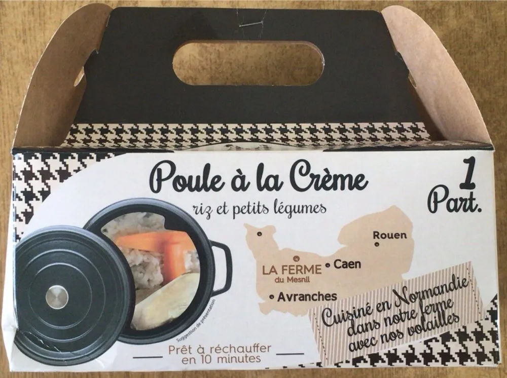 Poule à la crème riz et petits légumes