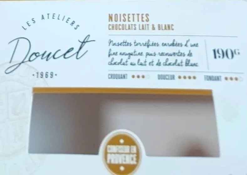 Noisettes chocolats lait et blanc