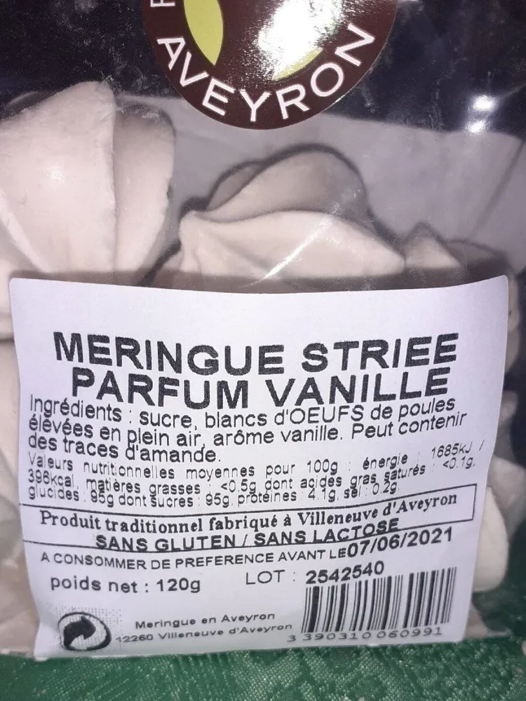 Meringue striée parfum vanille